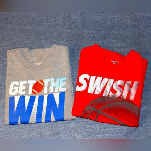 CARTER'S Boys Sleeveless Tshirt Bundle, Gray and Red - Picture 1 of 8